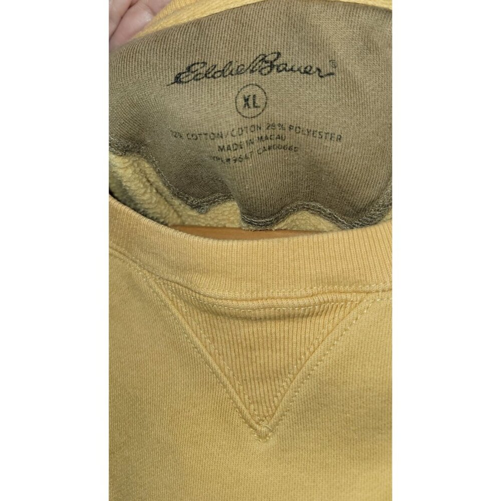 Eddie Bauer Embroidered Logo Fleece Sweatshirt Men’s XL Tan Pullover - Picture 4 of 10